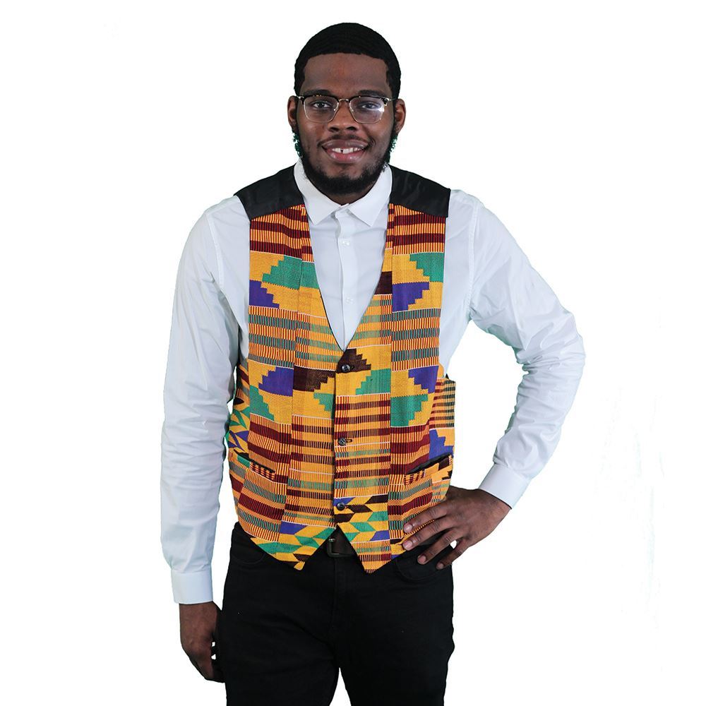 Traditional Print Vest: Black - Alagema Fabrics & Accessories