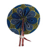 High-Quality Blue / Olive Circle Print Folding Fan - Alagema Fabrics & Accessories