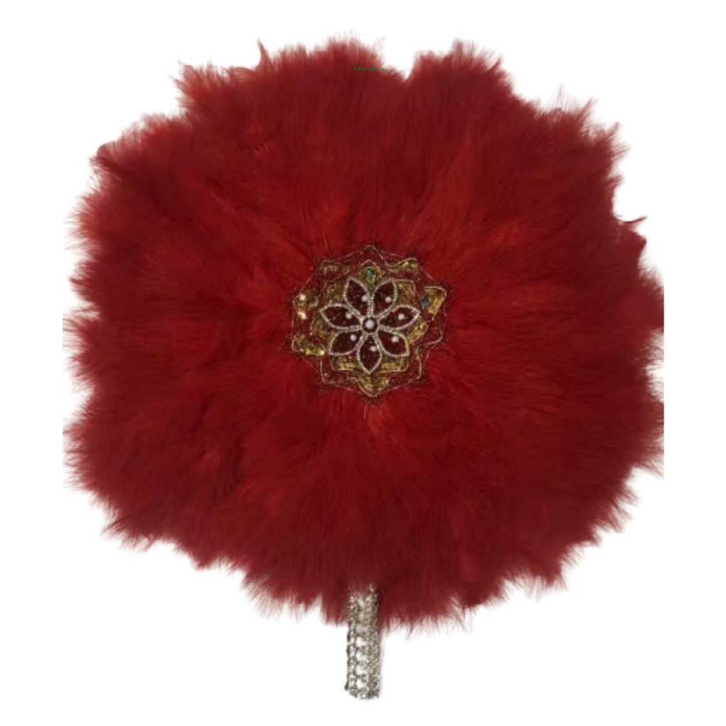 High-Quality Handmade Wedding Feather Hand Fan #5 - Alagema Fabrics & Accessories