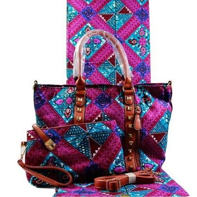 High Quality Six Yards African Wax Print Fabric with Matching Bag #3 - Alagema Fabrics & Accessories