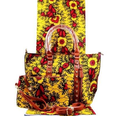 High Quality Six Yards African Wax Print Fabric with Matching Bag #2 - Alagema Fabrics & Accessories