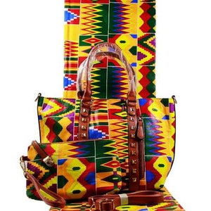 High Quality Six Yards African Wax Print Fabric with Matching Bag #61 - Alagema Fabrics & Accessories