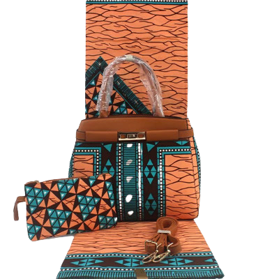 High Quality Six Yards African Wax Print Fabric with Matching Bag #40 - Alagema Fabrics & Accessories