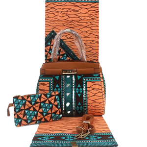 High Quality Six Yards African Wax Print Fabric with Matching Bag #40 - Alagema Fabrics & Accessories