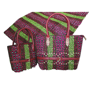 High Quality Six Yards African Wax Print Fabric with Matching Bag #10 - Alagema Fabrics & Accessories